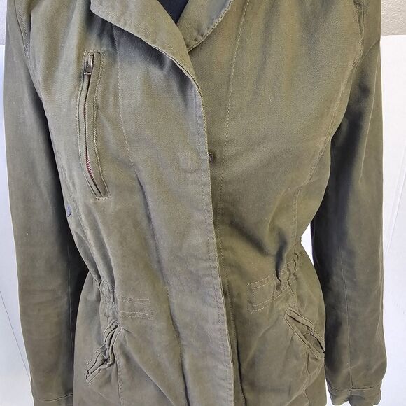 Womens Olive & Oak Olive Green 100% Cotton Utility  Jacket Sz Small  Zip O0265 - Picture 2 of 10